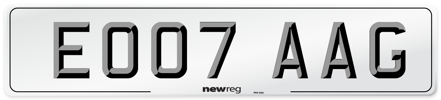 EO07 AAG Number Plate from New Reg